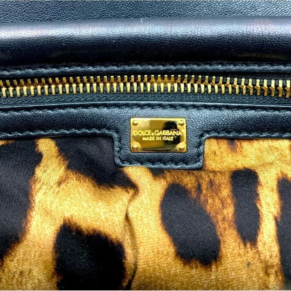 Auth Dolce & Gabbana Blue White Striped Canvas Raffia Handbag Lock Key Preloved
